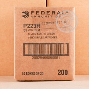 Image of the 223 REM FEDERAL V-SHOK 43 GRAIN SPEER TNT GREEN HP (20 ROUNDS) available at AmmoMan.com.
