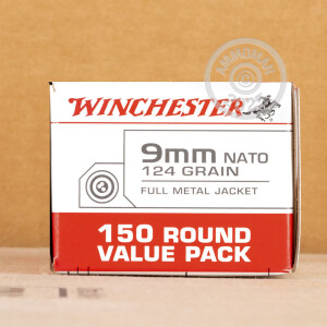 Photo detailing the 9MM NATO WINCHESTER 124 GRAIN FMJ (750 ROUNDS) for sale at AmmoMan.com.