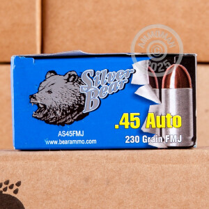 Photo detailing the .45 ACP SILVER BEAR 230 GRAIN FMJ (50 ROUNDS) for sale at AmmoMan.com.