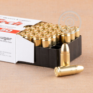 Image of 9mm Luger pistol ammunition at AmmoMan.com.