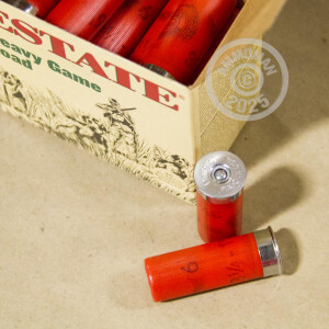 Photo detailing the 12 GAUGE ESTATE CARTRIDGE HEAVY GAME LOAD 2-3/4“ 1-1/4 OZ. #6 SHOT (250 ROUNDS) for sale at AmmoMan.com.