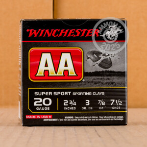 Image of the 20 GAUGE WINCHESTER AA SPORTING CLAYS 2-3/4" 7/8 OZ. #7.5 SHOT (25 ROUNDS) available at AmmoMan.com.