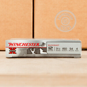 Photo detailing the 12 GAUGE WINCHESTER SUPER-X 3-1/2" #4 MAGNUM BUCKSHOT (5 ROUNDS) for sale at AmmoMan.com.