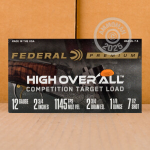 Image of the 12 GAUGE FEDERAL HIGH OVER ALL 2-3/4" 1-1/8 OZ. #7.5 SHOT (25 ROUNDS) available at AmmoMan.com.