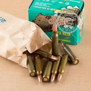 Photo detailing the 223 REMINGTON BROWN BEAR 62 GRAIN SP (20 ROUNDS) for sale at AmmoMan.com.