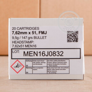 Image of 7.62X51MM MEN 147 GRAIN FMJ (20 ROUNDS)