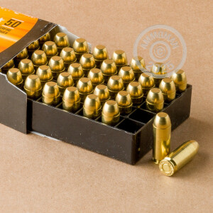 Image detailing the brass case and boxer primers on the Armscor ammunition.