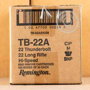 Image of 22 LR REMINGTON THUNDERBOLT 40 GRAIN LEAD ROUND NOSE (500 ROUNDS)