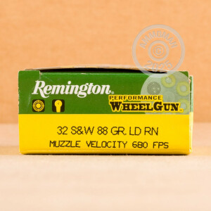 Photograph showing detail of 32 S&W REMINGTON PERFORMANCE WHEELGUN 88 GRAIN LRN (50 ROUNDS)