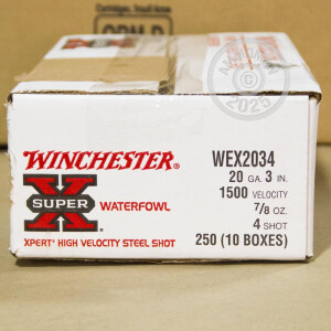 Image of 20 GAUGE WINCHESTER SUPER-X HIGH VELOCITY 2-3/4" #4 STEEL SHOT (25 ROUNDS)