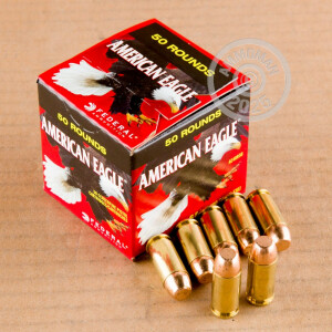 Photo detailing the 40 S&W FEDERAL AMERICAN EAGLE 180 GRAIN FMJ (50 ROUNDS) for sale at AmmoMan.com.