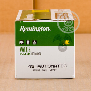 Photograph showing detail of .45 ACP REMINGTON UMC 230 GRAIN JHP (600 ROUNDS)