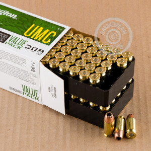 Photo detailing the .45 ACP REMINGTON UMC 230 GRAIN JHP (600 ROUNDS) for sale at AmmoMan.com.