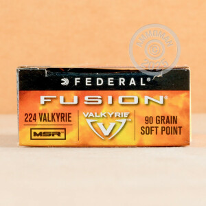 Photograph showing detail of 224 VALKYRIE FEDERAL FUSION MSR 90 GRAIN SP (20 ROUNDS)