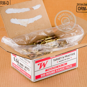 Photo detailing the 5.56X45 WINCHESTER USA 55 GRAIN FMJ (1000 ROUNDS) for sale at AmmoMan.com.