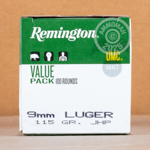Photo detailing the 9MM REMINGTON UMC 115 GRAIN JHP (600 ROUNDS) for sale at AmmoMan.com.