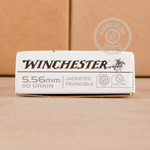 A photo of a box of Winchester ammo in 5.56x45mm.