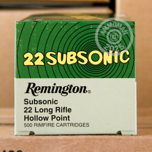 Image of the 22 LR REMINGTON SUBSONIC 38 GRAIN HP (500 ROUNDS) available at AmmoMan.com.