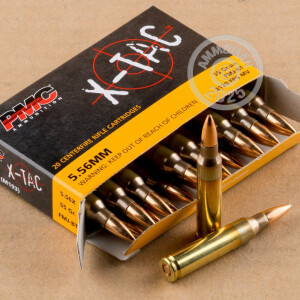 Image of PMC 5.56x45mm rifle ammunition.