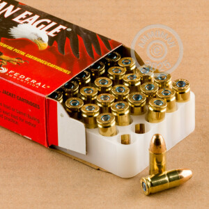 Image of Federal 9mm Luger pistol ammunition.
