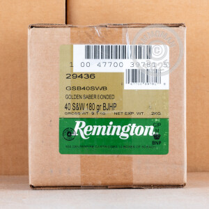 Photograph showing detail of .40 S&W REMINGTON GOLDEN SABER 180 GRAIN JHP (500 ROUNDS)