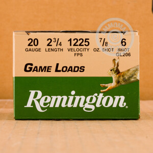 Photo detailing the 20 GAUGE REMINGTON GAME LOADS 2-3/4" 7/8 OZ. #6 SHOT (250 ROUNDS) for sale at AmmoMan.com.