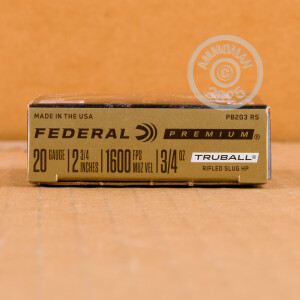 Image of the 20 GAUGE FEDERAL PREMIUM 2 3/4" HP RIFLED SLUG (5 ROUNDS) available at AmmoMan.com.