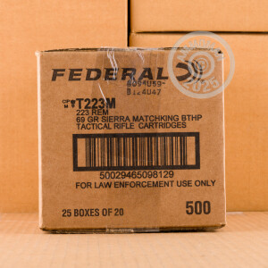 Photo detailing the 223 REM FEDERAL TACTICAL TRU 69 GRAIN HPBT MATCHKING (500 ROUNDS) for sale at AmmoMan.com.