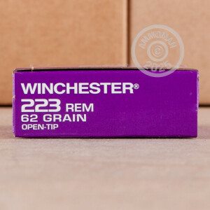 Photo detailing the 223 REM WINCHESTER DHS PURPLE CASING 62 GRAIN OT (20 ROUNDS) for sale at AmmoMan.com.