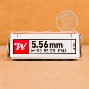 Photo detailing the 5.56X45 WINCHESTER USA 55 GRAIN FMJ M193 (1000 ROUNDS) for sale at AmmoMan.com.