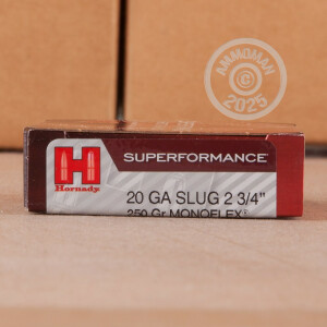 Image of the 20 GAUGE HORNADY SUPERFORMANCE 2-3/4" 250 GRAIN MONOFLEX SABOT SLUG (5 ROUNDS) available at AmmoMan.com.