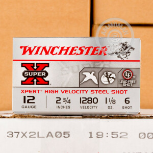 Photograph showing detail of 12 GAUGE WINCHESTER SUPER-X 2-3/4" 1-1/8 OZ. #6 STEEL SHOT (250 ROUNDS)