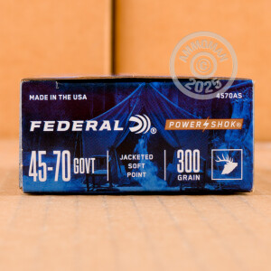 Image of 45-70 Government ammo by Federal that's ideal for hunting wild pigs, whitetail hunting.