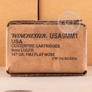 A photo of a box of Winchester ammo in 9mm Luger.