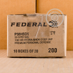 Image of the 38 SPECIAL +P FEDERAL HYDRA-SHOK DEEP 130 GRAIN JHP (20 ROUNDS) available at AmmoMan.com.