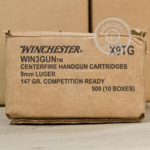 Image of 9mm Luger ammo by Winchester that's ideal for precision shooting, shooting indoors, Subsonic, training at the range.