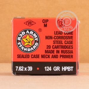 Photo detailing the 7.62X39 Red Army Standard 124 GRAIN HPBT (1000 ROUNDS) for sale at AmmoMan.com.