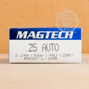 Image of the 25 ACP MAGTECH 50 GRAIN FMJ (50 ROUNDS) available at AmmoMan.com.