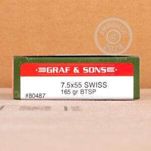 Image of the 7.5X55 SWISS GRAF & SONS (LOADED BY HORNADY) 165 GRAIN SP (20 ROUNDS) available at AmmoMan.com.