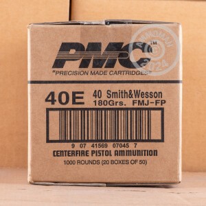 Photo detailing the .40 S&W PMC BRONZE 180 GRAIN FMJ (50 ROUNDS) for sale at AmmoMan.com.