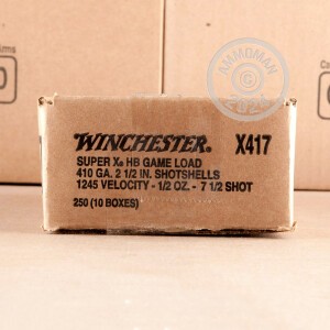 Image of the 410 BORE WINCHESTER SUPER-X 2-1/2" 1/2 OZ. #7.5 SHOT (25 ROUNDS) available at AmmoMan.com.