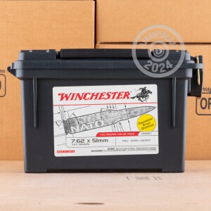 Photo detailing the 7.62 NATO WINCHESTER AMMO CAN 147 GRAIN FMJ (240 ROUNDS) for sale at AmmoMan.com.