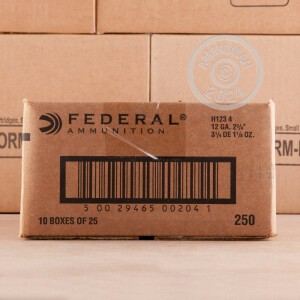 Photograph showing detail of 12 GAUGE FEDERAL HEAVY FIELD LOAD 2 3/4" 1 1/8 OZ. #4 SHOT (25 ROUNDS)