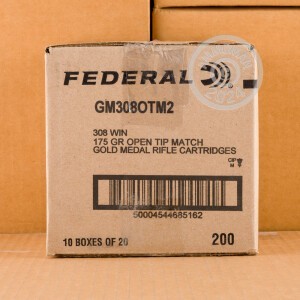 Photograph showing detail of 308 WIN FEDERAL GOLD MEDAL CENTERSTRIKE 175 GRAIN OTM (20 ROUNDS)