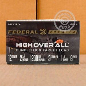 Image of the 12 GAUGE FEDERAL HIGH OVER ALL 2-3/4" 1-1/8 OZ. #8 SHOT (25 ROUNDS) available at AmmoMan.com.