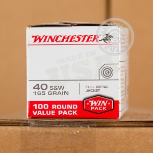Photo detailing the 40 S&W WINCHESTER USA 165 GRAIN FULL METAL JACKET (500 ROUNDS) for sale at AmmoMan.com.
