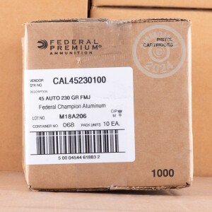 Image of the 45 ACP FEDERAL CHAMPION (ALUMINUM) 230 GRAIN FMJ (1000 ROUNDS) available at AmmoMan.com.
