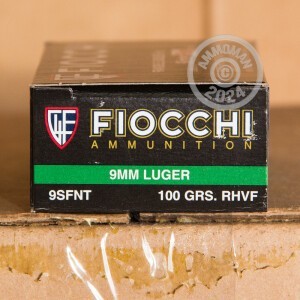Photograph showing detail of 9MM LUGER FIOCCHI 100 GRAIN FRANGIBLE (50 ROUNDS)