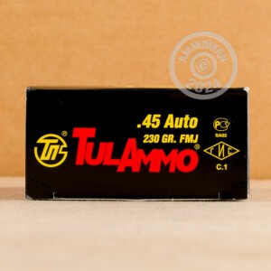 Photograph showing detail of 45 ACP TULA 230 GRAIN FULL METAL JACKET (500 ROUNDS)