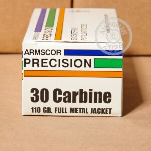 Image of .30 Carbine ammo by Armscor that's ideal for training at the range.